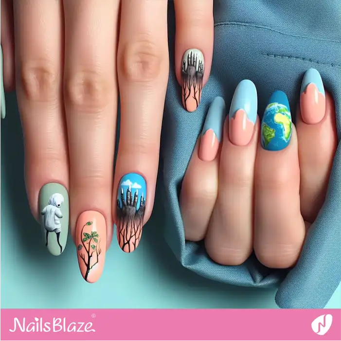 Increasing Desertification with Climate Change Nail Art | Climate Crisis Nails - NB3010
